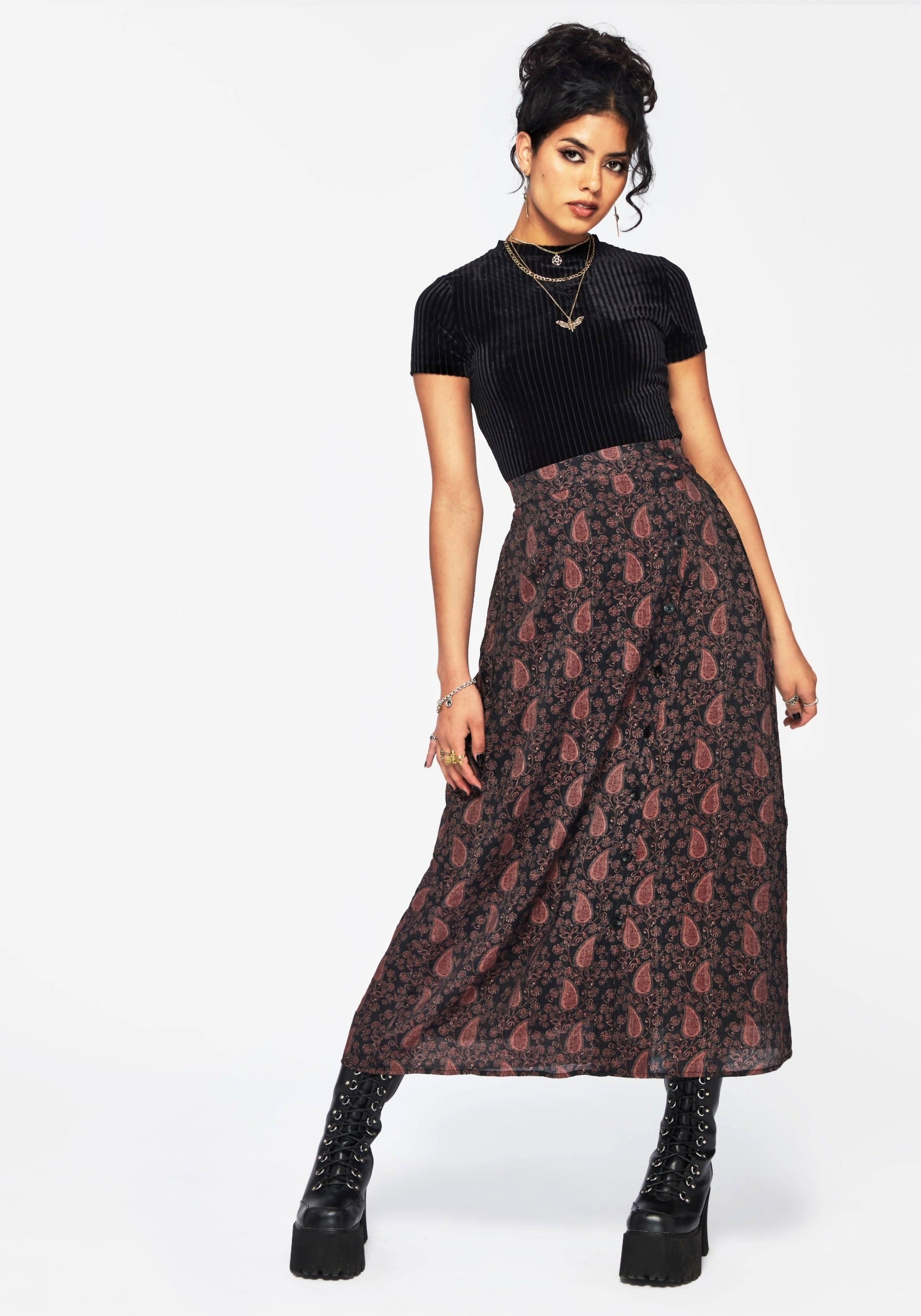 Isola Paisley Print Asymmetric Button Up Midaxi Skirt - Image 5
