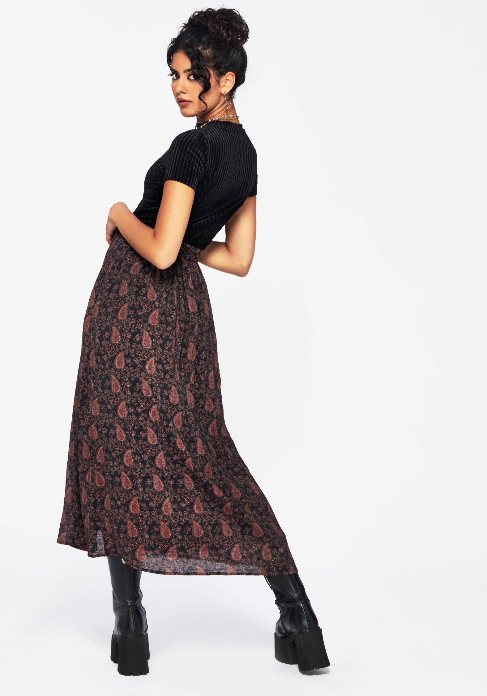 Isola Paisley Print Asymmetric Button Up Midaxi Skirt - Image 3