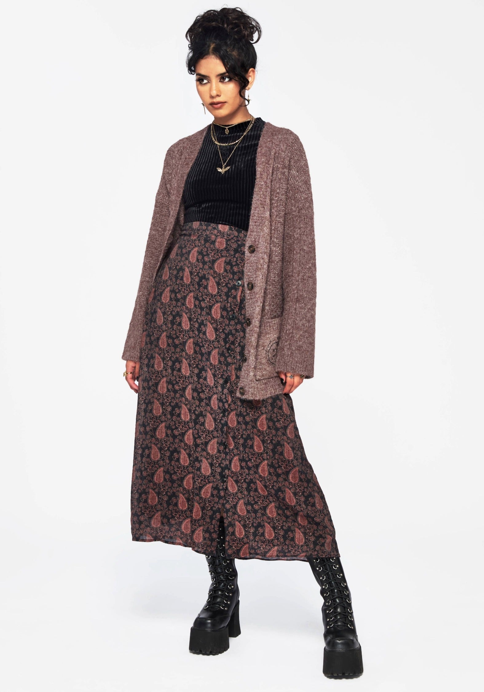 Isola Paisley Print Asymmetric Button Up Midaxi Skirt - Image 6