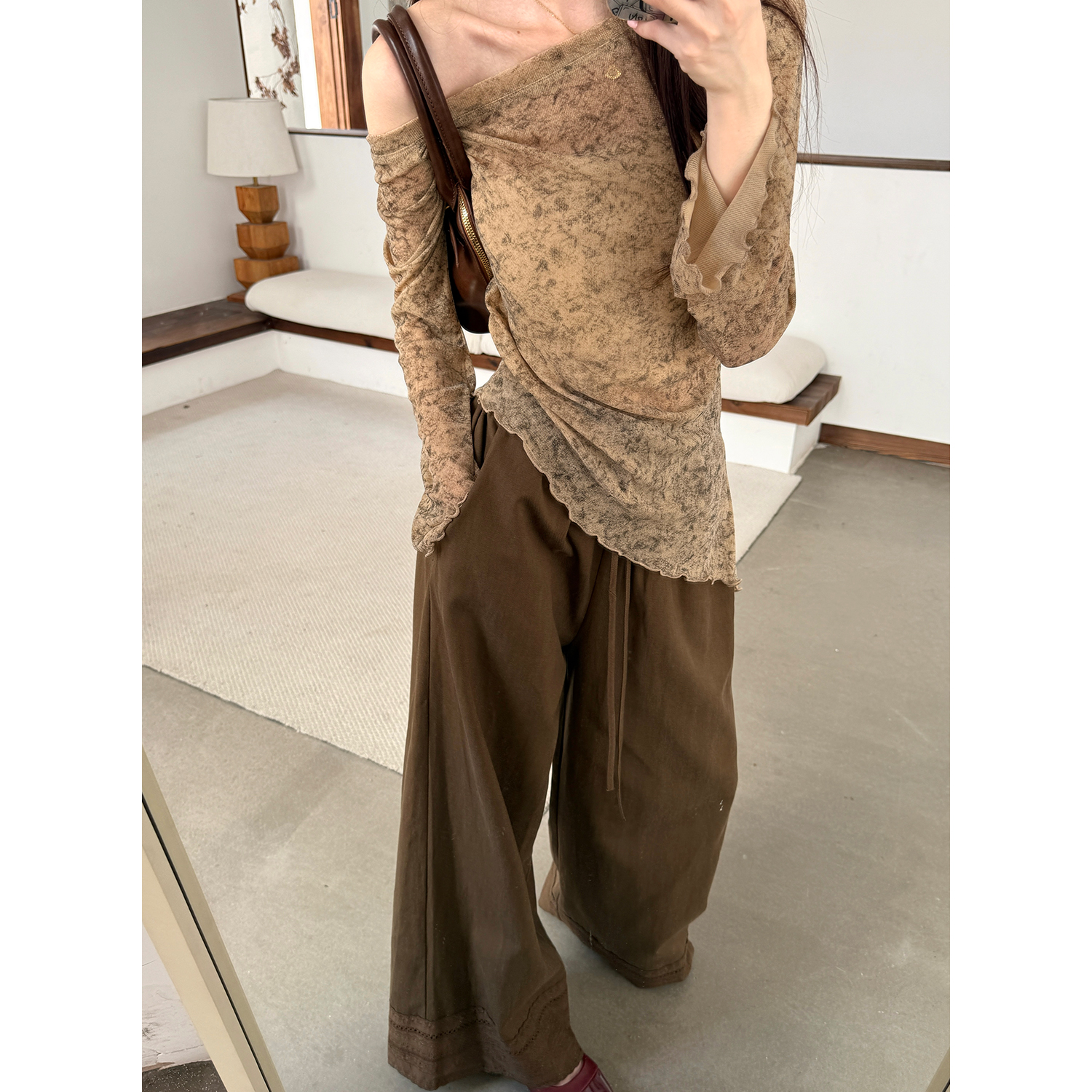 Spring Tie-Dye Gold Thread Knit Top and Pants Two-Piece Set for Women - Image 4