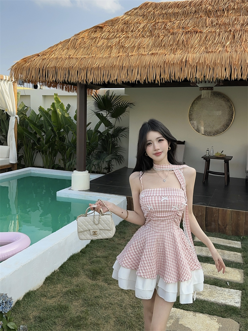 2026 Summer French Halter Neck Puff Short Dress for Women - Image 4