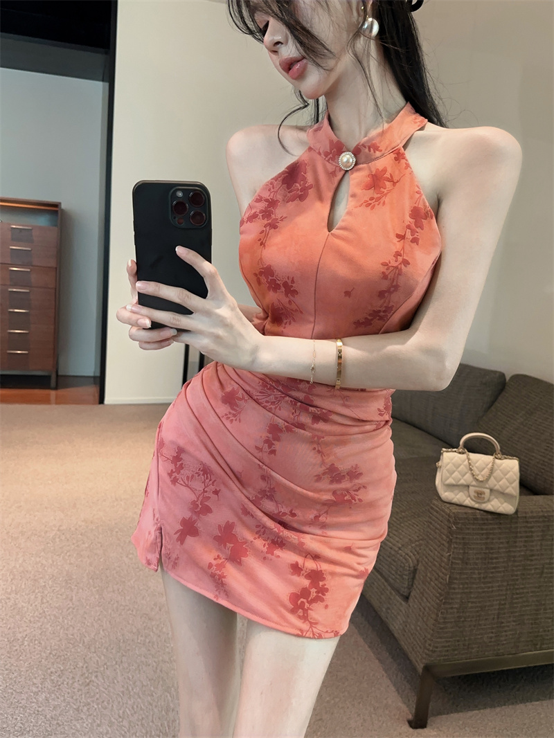 Sexy New Chinese Style Modified Qipao Bodycon Dress Summer Sleeveless Mesh - Image 2