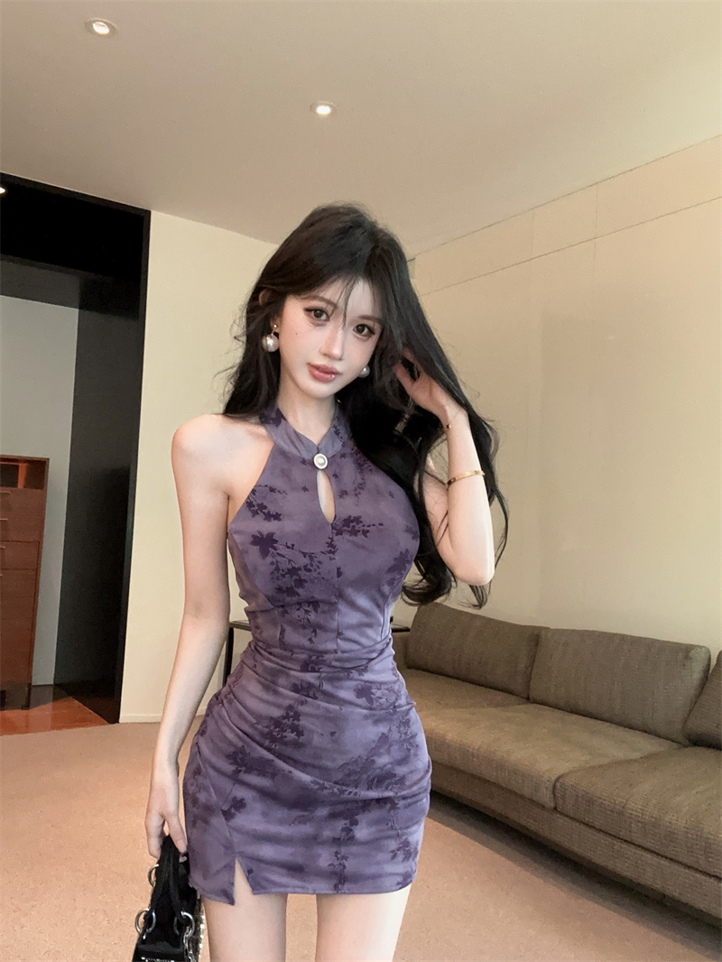 Sexy New Chinese Style Modified Qipao Bodycon Dress Summer Sleeveless Mesh - Image 3