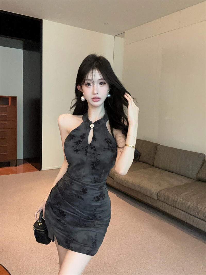 Sexy New Chinese Style Modified Qipao Bodycon Dress Summer Sleeveless Mesh - Image 4
