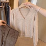 V-Neck Knit Cardigan Women's Early Autumn 2026 Thin Knit Sweater Top