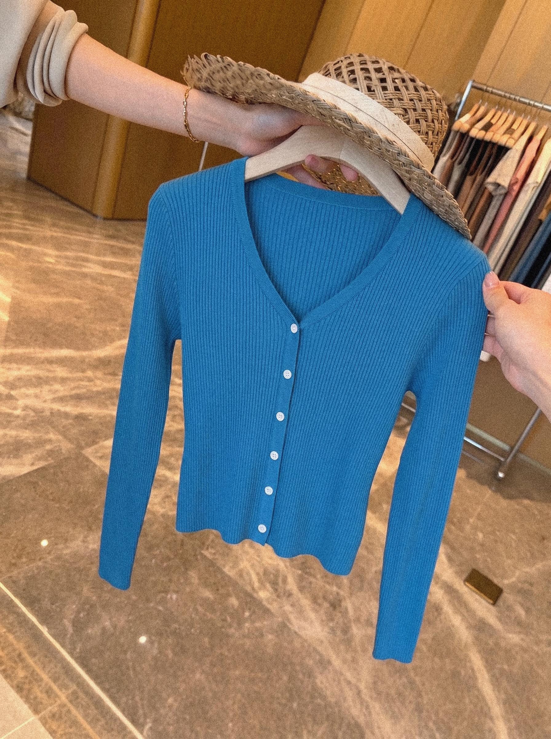 Women's Royal Blue Knit Cardigan Sweater Soft Viscose Open Front - Image 2