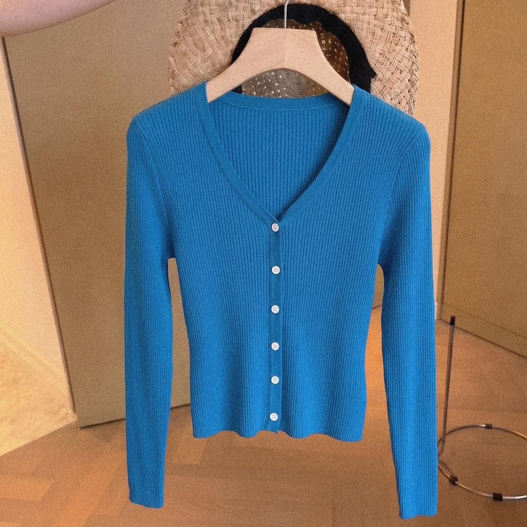 Women's Royal Blue Knit Cardigan Sweater Soft Viscose Open Front - Image 5