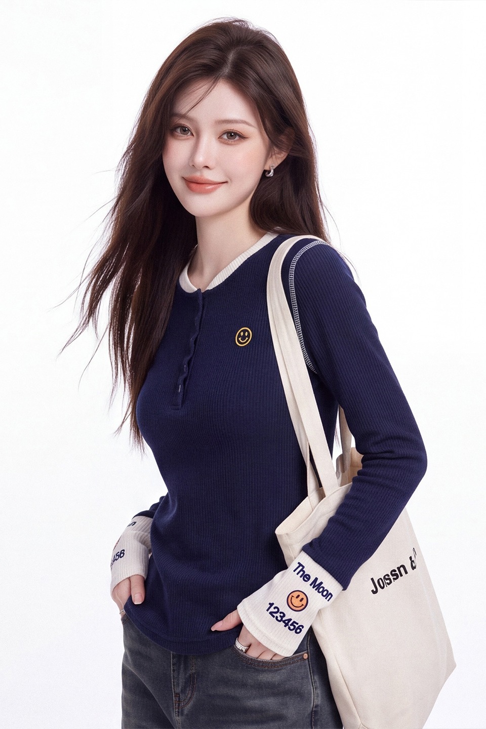 American Retro Color Block Long Sleeve T-Shirt for Women 2026 Fall Slim Fit Top - Image 5